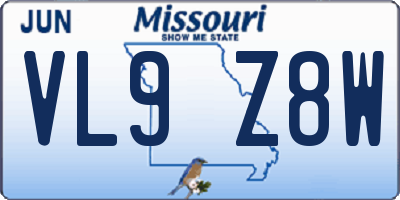 MO license plate VL9Z8W