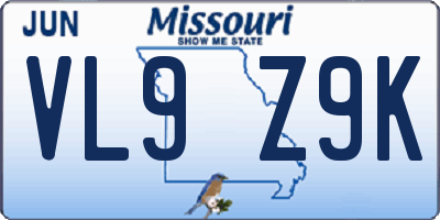 MO license plate VL9Z9K