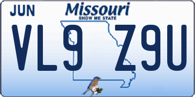 MO license plate VL9Z9U