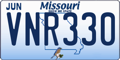 MO license plate VNR330