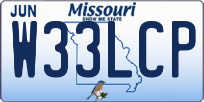 MO license plate W33LCP