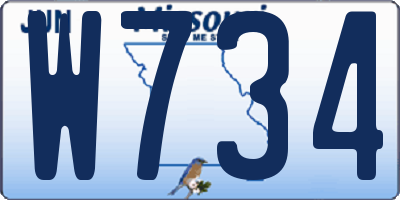 MO license plate W734