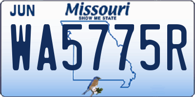 MO license plate WA5775R