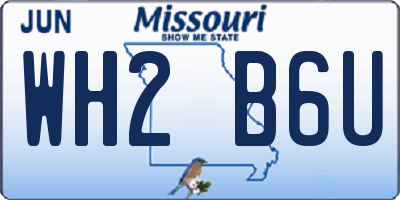 MO license plate WH2B6U
