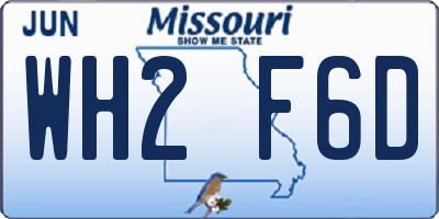 MO license plate WH2F6D