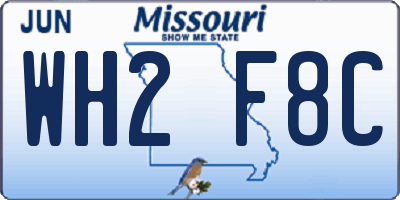 MO license plate WH2F8C