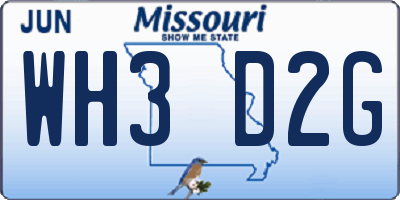 MO license plate WH3D2G