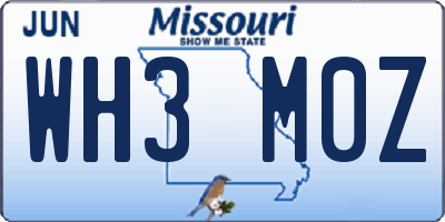 MO license plate WH3M0Z