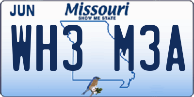 MO license plate WH3M3A