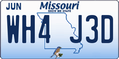 MO license plate WH4J3D
