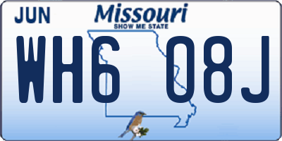 MO license plate WH6O8J