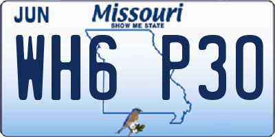 MO license plate WH6P3O