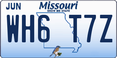 MO license plate WH6T7Z