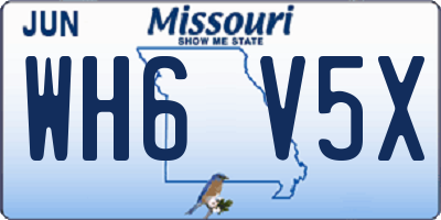 MO license plate WH6V5X