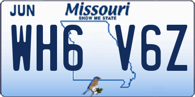 MO license plate WH6V6Z