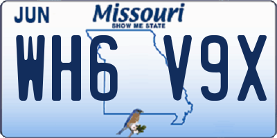 MO license plate WH6V9X
