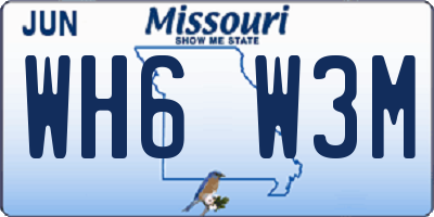 MO license plate WH6W3M
