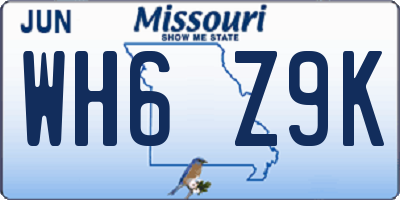 MO license plate WH6Z9K