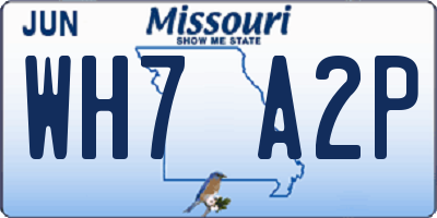 MO license plate WH7A2P