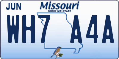 MO license plate WH7A4A