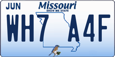 MO license plate WH7A4F