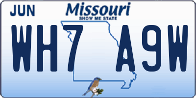MO license plate WH7A9W