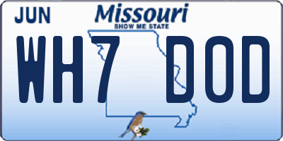 MO license plate WH7D0D