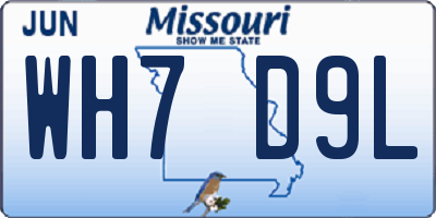 MO license plate WH7D9L