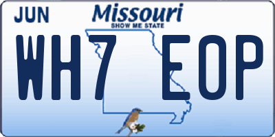 MO license plate WH7E0P