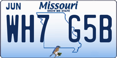 MO license plate WH7G5B