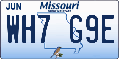 MO license plate WH7G9E