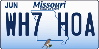 MO license plate WH7H0A