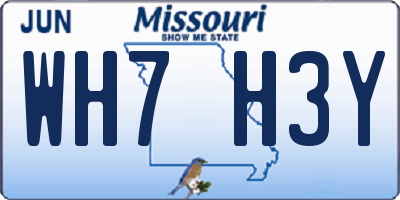 MO license plate WH7H3Y