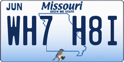 MO license plate WH7H8I