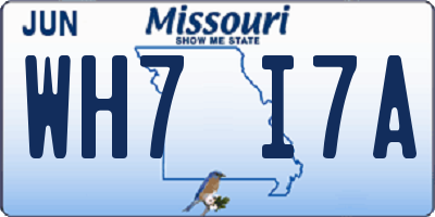 MO license plate WH7I7A