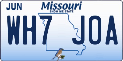 MO license plate WH7J0A