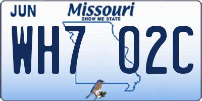 MO license plate WH7O2C