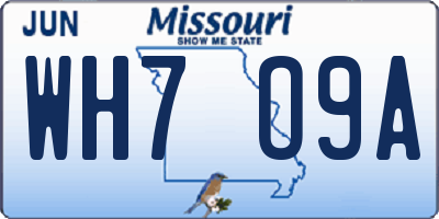 MO license plate WH7O9A