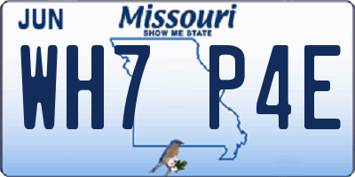 MO license plate WH7P4E