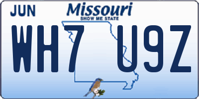 MO license plate WH7U9Z