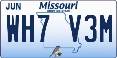 MO license plate WH7V3M