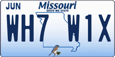 MO license plate WH7W1X