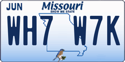 MO license plate WH7W7K