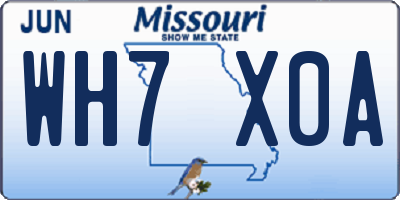 MO license plate WH7X0A