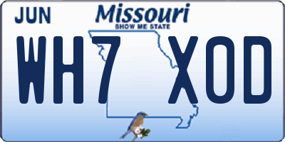MO license plate WH7X0D