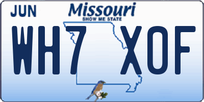 MO license plate WH7X0F