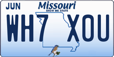 MO license plate WH7X0U
