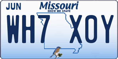 MO license plate WH7X0Y