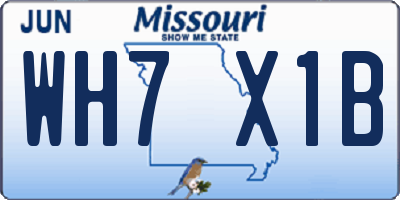 MO license plate WH7X1B
