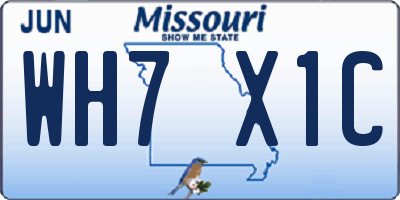 MO license plate WH7X1C